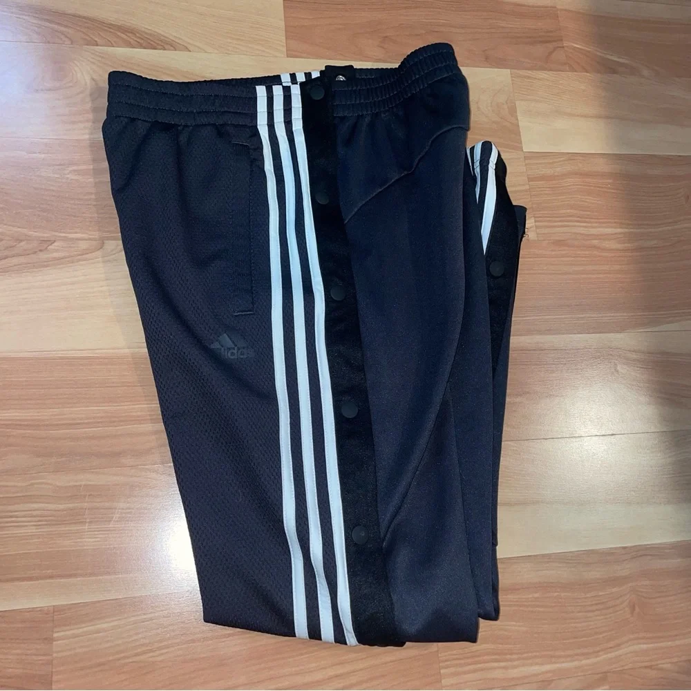 Adidas Carbon Gray  Track Snap Stripe Pants Size Small Streetwear Y2K 90s Retro